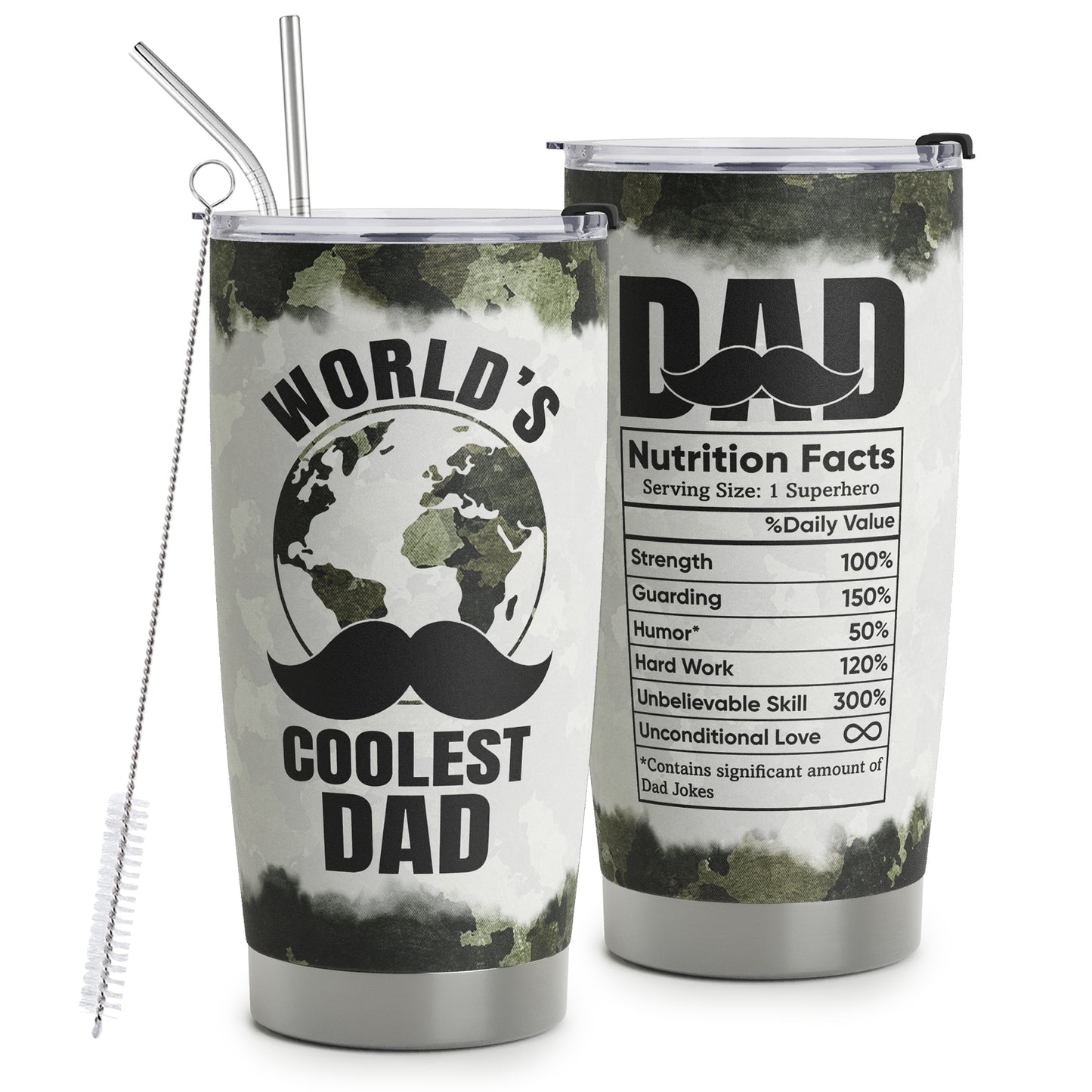 Gifts For Dad - Best Dad Ever Gifts - Dad Gifts From Daughter Son - Fathers Day Presents From Daughter Son Wife - Birthday Christmas Gifts For Dad - Stainless Steel Tumbler with Lid and Straws 20oz