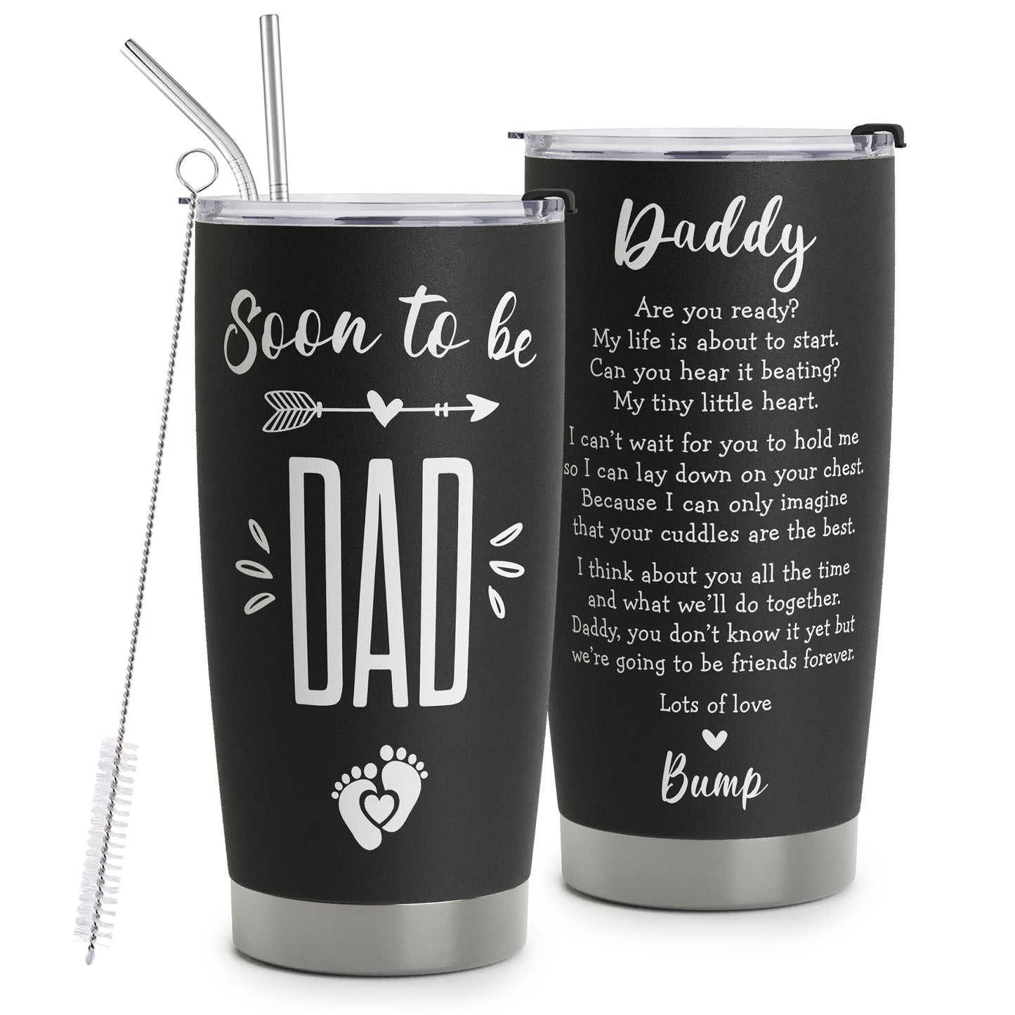New Dad Gifts for Men - First Time Dad Gifts - Gifts for New Dad - First Fathers Day Gift From Baby - Pregnancy Announcement - Baby Revearl for Husband - Dad to Be Stainless Steel Tumbler 20oz