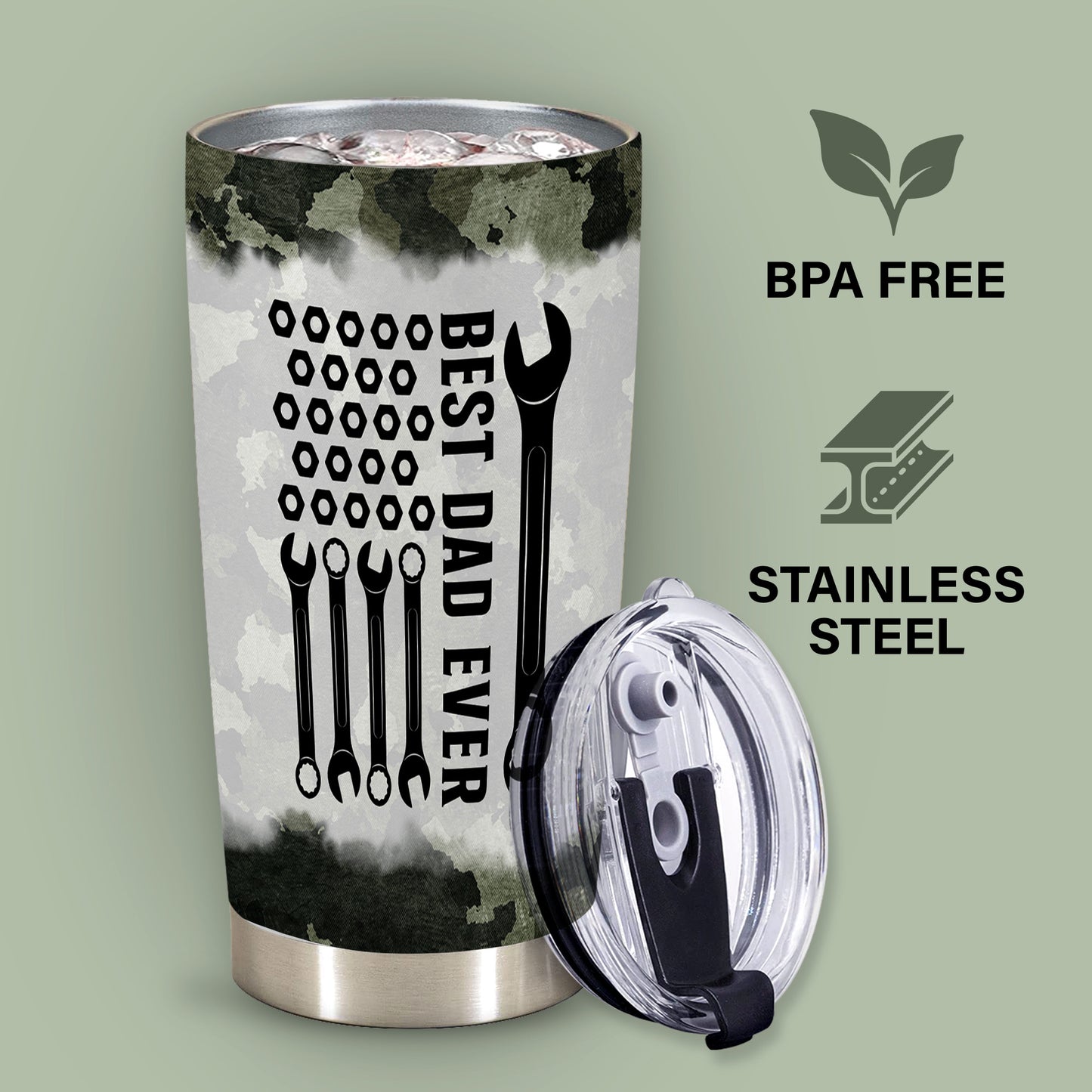 Gifts For Dad - Best Dad Ever Gifts - Dad Gifts From Daughter Son - Fathers Day Presents From Daughter Son Wife - Birthday Christmas Gifts For Dad - Stainless Steel Tumbler with Lid and Straws 20oz