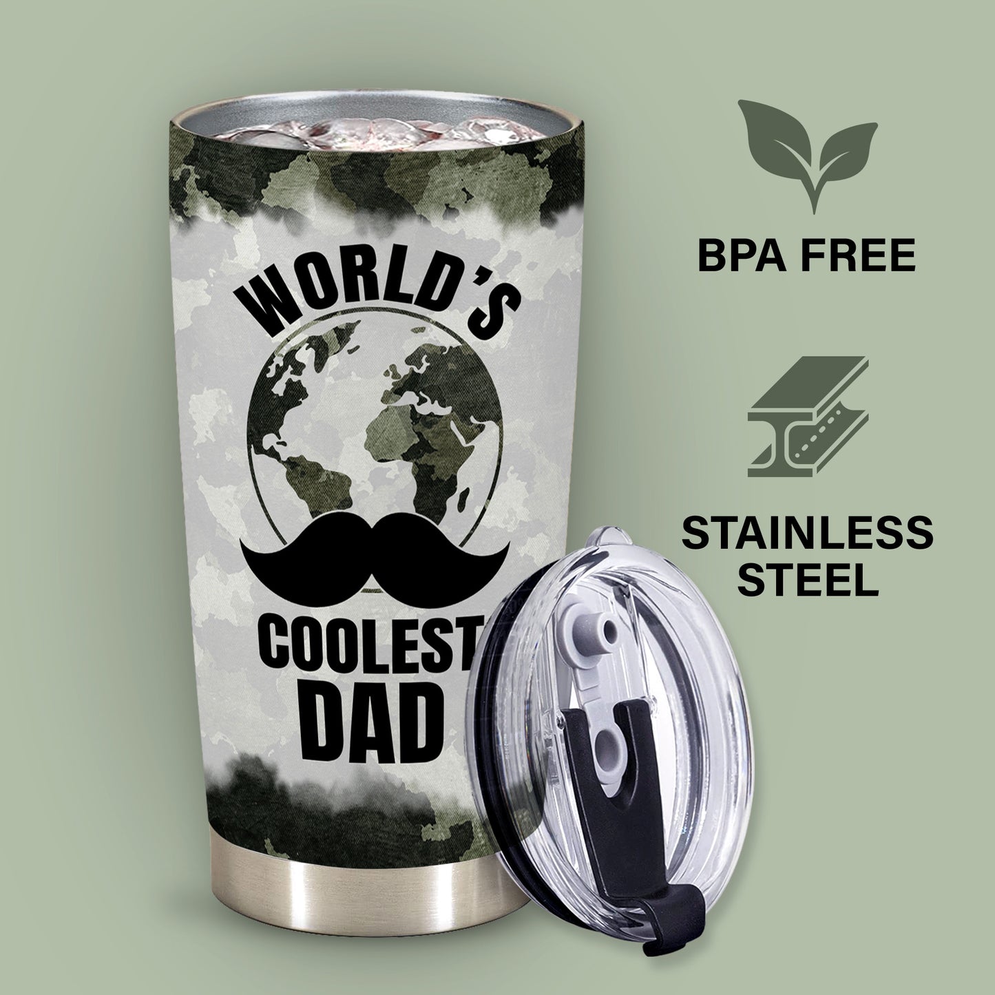 Gifts For Dad - Best Dad Ever Gifts - Dad Gifts From Daughter Son - Fathers Day Presents From Daughter Son Wife - Birthday Christmas Gifts For Dad - Stainless Steel Tumbler with Lid and Straws 20oz