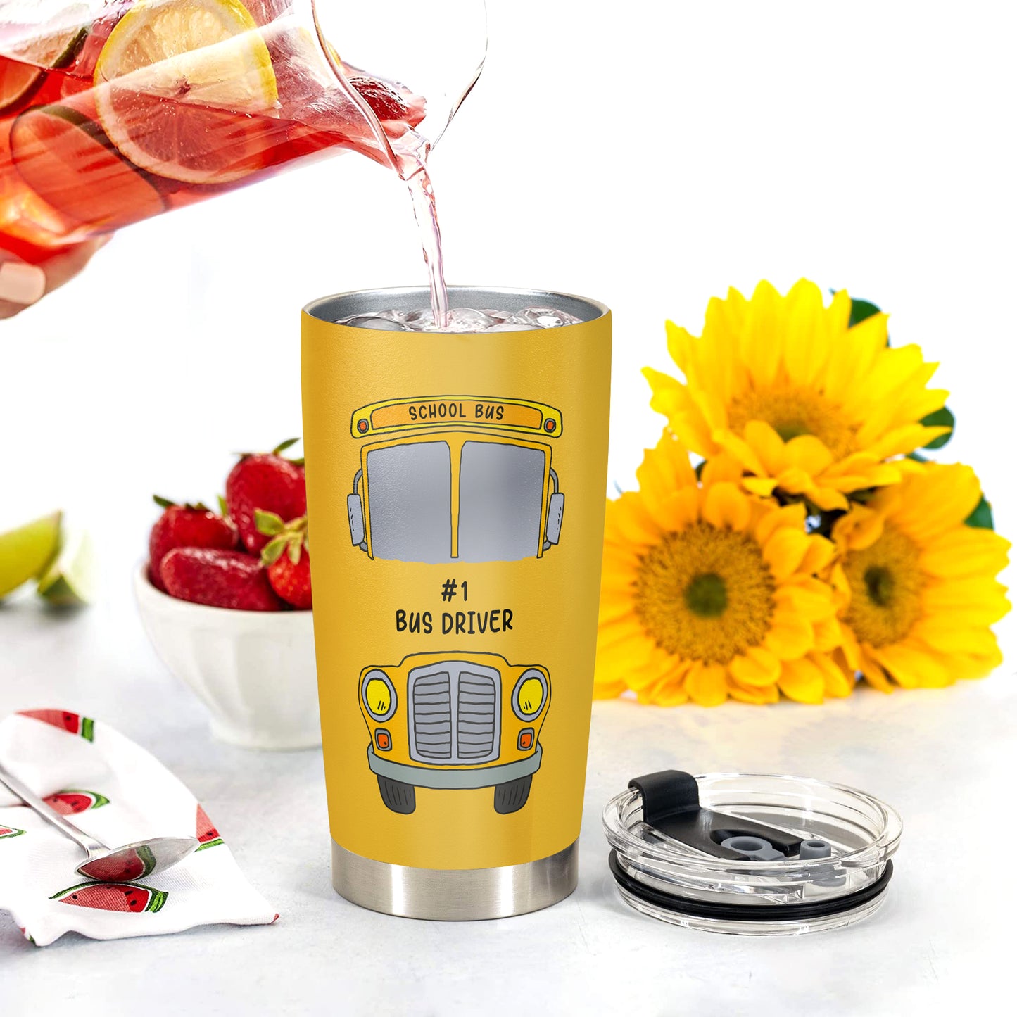 HOMISBES Bus Driver Appreciation Gifts - Stainless Steel Best Bus Driver Tumbler Cup 20oz for School Bus Driver - Gifts for Retired Bus Driver
