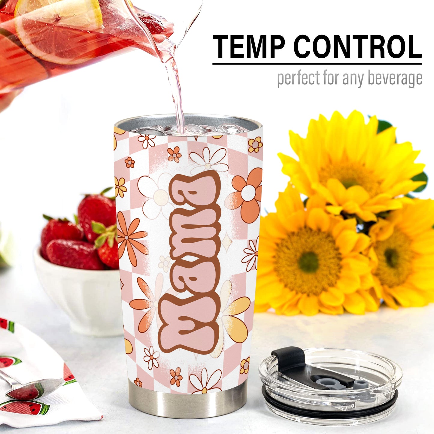 HOMISBES Mama Tumbler with Straws - Gifts for New Mom - Mama Gifts - Mom Mothers Day Gifts from Daughter, Mom Birthday Gifts - Mama Stainless Steel Travel Tumbler Cup 20oz