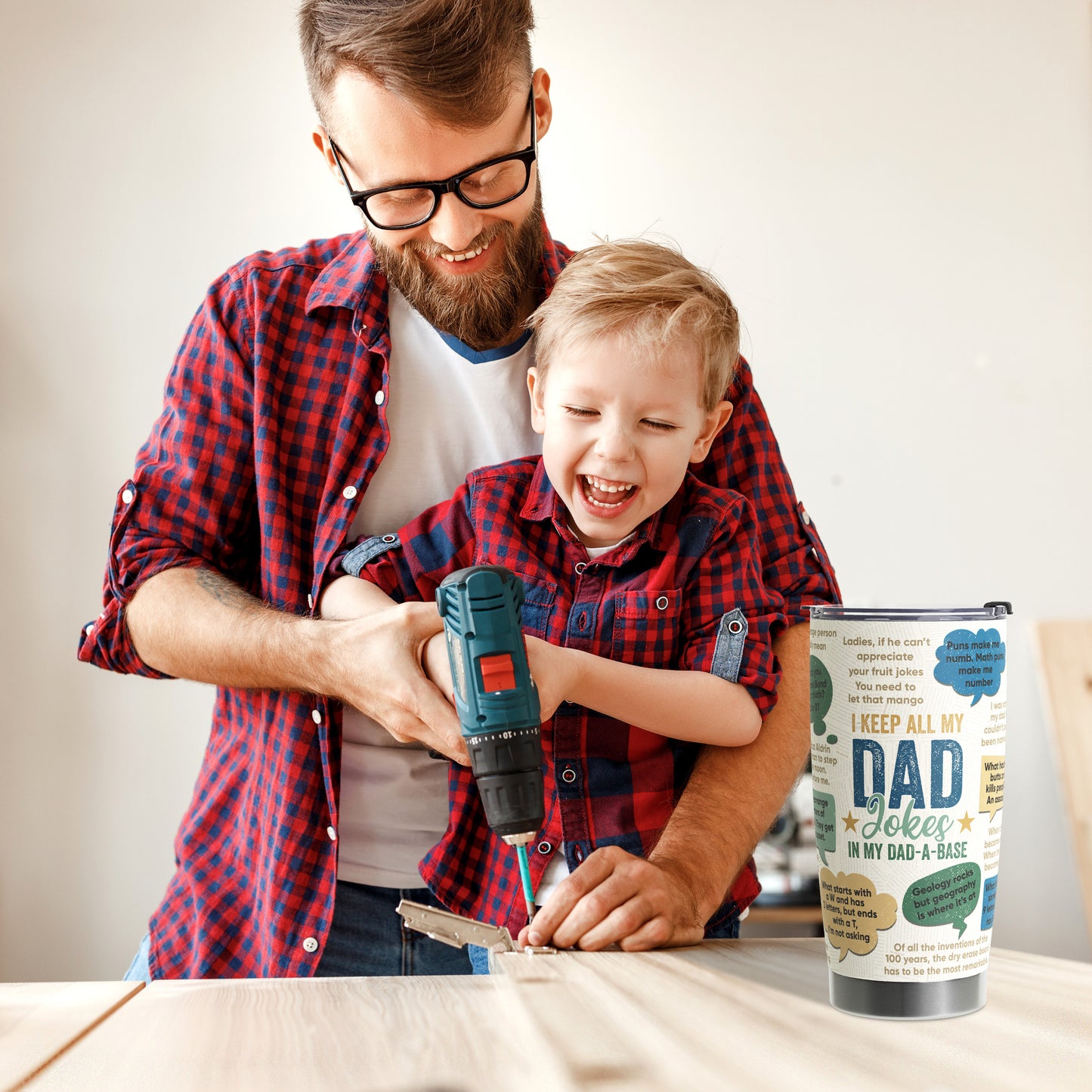 HOMISBES Best Dad Ever Gifts - Dad Gifts From Daughter Son - Dad Jokes Fathers Day Gift From Daughter Son Wife - Birthday Christmas Gifts For Dad - Stainless Steel Tumbler with Lid and Straws 20oz