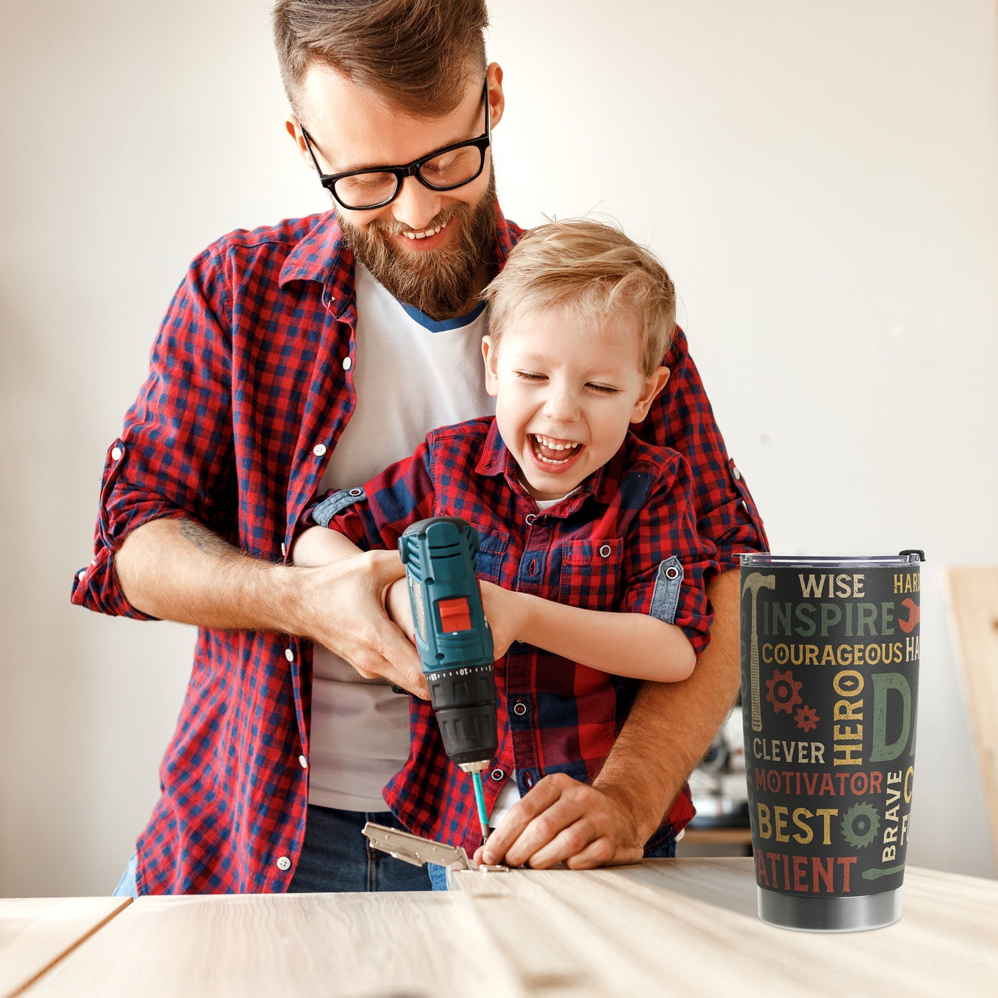 Gifts For Dad - Best Dad Ever Gifts - Dad Gifts From Daughter Son - Fathers Day Presents From Daughter Son Wife - Birthday Christmas Gifts For Dad - Stainless Steel Tumbler with Lid and Straws 20oz