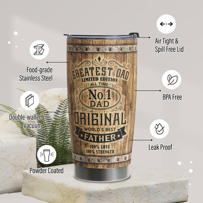 Gifts For Dad - Best Dad Ever Gifts - Dad Gifts From Daughter Son - Fathers Day Presents From Daughter Son Wife - Birthday Christmas Gifts For Dad - Stainless Steel Tumbler with Lid and Straws 20oz