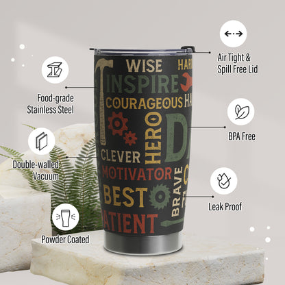 Gifts For Dad - Best Dad Ever Gifts - Dad Gifts From Daughter Son - Fathers Day Presents From Daughter Son Wife - Birthday Christmas Gifts For Dad - Stainless Steel Tumbler with Lid and Straws 20oz