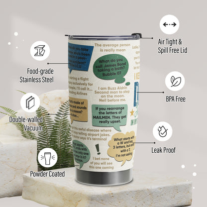 HOMISBES Best Dad Ever Gifts - Dad Gifts From Daughter Son - Dad Jokes Fathers Day Gift From Daughter Son Wife - Birthday Christmas Gifts For Dad - Stainless Steel Tumbler with Lid and Straws 20oz