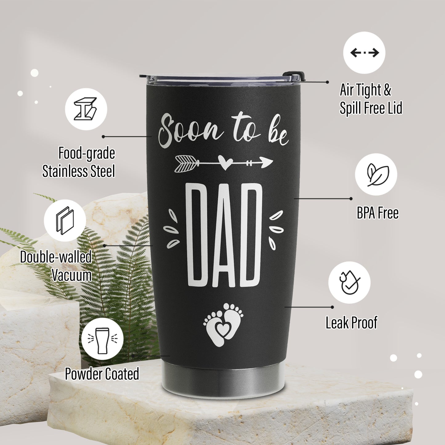 New Dad Gifts for Men - First Time Dad Gifts - Gifts for New Dad - First Fathers Day Gift From Baby - Pregnancy Announcement - Baby Revearl for Husband - Dad to Be Stainless Steel Tumbler 20oz