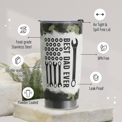 Gifts For Dad - Best Dad Ever Gifts - Dad Gifts From Daughter Son - Fathers Day Presents From Daughter Son Wife - Birthday Christmas Gifts For Dad - Stainless Steel Tumbler with Lid and Straws 20oz