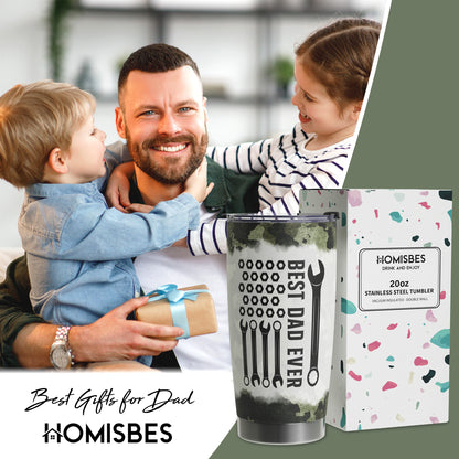 Gifts For Dad - Best Dad Ever Gifts - Dad Gifts From Daughter Son - Fathers Day Presents From Daughter Son Wife - Birthday Christmas Gifts For Dad - Stainless Steel Tumbler with Lid and Straws 20oz