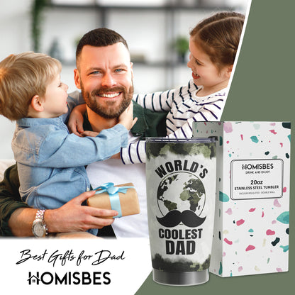 Gifts For Dad - Best Dad Ever Gifts - Dad Gifts From Daughter Son - Fathers Day Presents From Daughter Son Wife - Birthday Christmas Gifts For Dad - Stainless Steel Tumbler with Lid and Straws 20oz