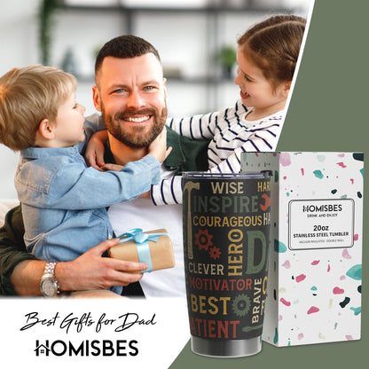 Gifts For Dad - Best Dad Ever Gifts - Dad Gifts From Daughter Son - Fathers Day Presents From Daughter Son Wife - Birthday Christmas Gifts For Dad - Stainless Steel Tumbler with Lid and Straws 20oz