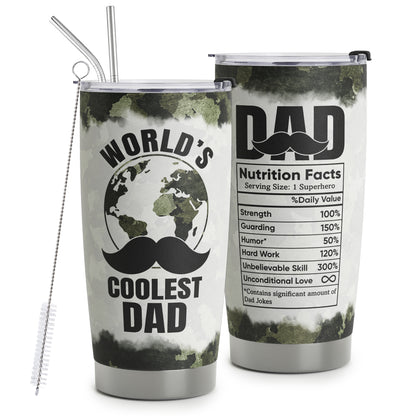 Gifts For Dad - Best Dad Ever Gifts - Dad Gifts From Daughter Son - Fathers Day Presents From Daughter Son Wife - Birthday Christmas Gifts For Dad - Stainless Steel Tumbler with Lid and Straws 20oz