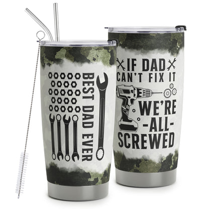 Gifts For Dad - Best Dad Ever Gifts - Dad Gifts From Daughter Son - Fathers Day Presents From Daughter Son Wife - Birthday Christmas Gifts For Dad - Stainless Steel Tumbler with Lid and Straws 20oz