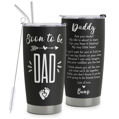 New Dad Gifts for Men - First Time Dad Gifts - Gifts for New Dad - First Fathers Day Gift From Baby - Pregnancy Announcement - Baby Revearl for Husband - Dad to Be Stainless Steel Tumbler 20oz