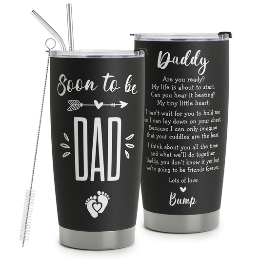 New Dad Gifts for Men - First Time Dad Gifts - Gifts for New Dad - First Fathers Day Gift From Baby - Pregnancy Announcement - Baby Revearl for Husband - Dad to Be Stainless Steel Tumbler 20oz