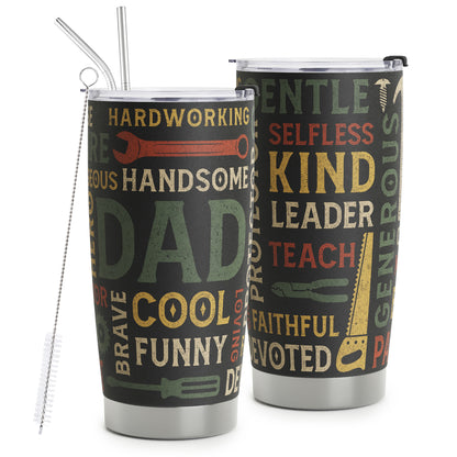 Gifts For Dad - Best Dad Ever Gifts - Dad Gifts From Daughter Son - Fathers Day Presents From Daughter Son Wife - Birthday Christmas Gifts For Dad - Stainless Steel Tumbler with Lid and Straws 20oz