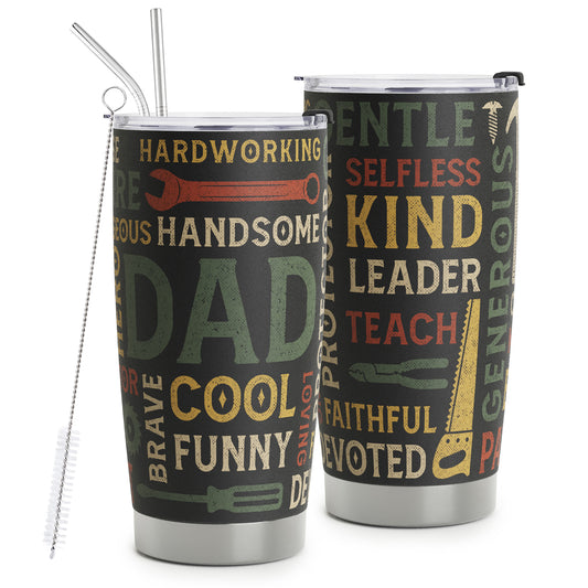 Gifts For Dad - Best Dad Ever Gifts - Dad Gifts From Daughter Son - Fathers Day Presents From Daughter Son Wife - Birthday Christmas Gifts For Dad - Stainless Steel Tumbler with Lid and Straws 20oz
