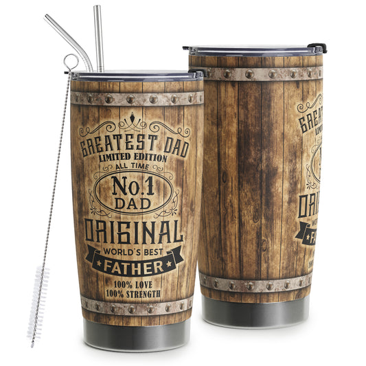 Gifts For Dad - Best Dad Ever Gifts - Dad Gifts From Daughter Son - Fathers Day Presents From Daughter Son Wife - Birthday Christmas Gifts For Dad - Stainless Steel Tumbler with Lid and Straws 20oz