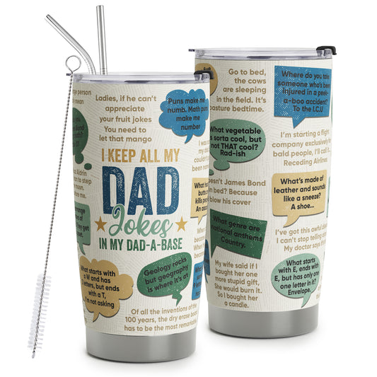 HOMISBES Best Dad Ever Gifts - Dad Gifts From Daughter Son - Dad Jokes Fathers Day Gift From Daughter Son Wife - Birthday Christmas Gifts For Dad - Stainless Steel Tumbler with Lid and Straws 20oz