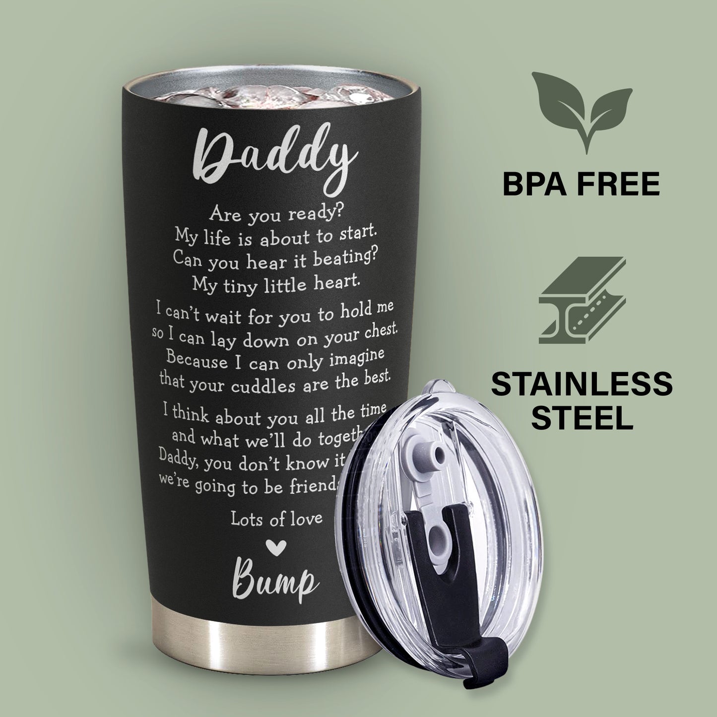 New Dad Gifts for Men - First Time Dad Gifts - Gifts for New Dad - First Fathers Day Gift From Baby - Pregnancy Announcement - Baby Revearl for Husband - Dad to Be Stainless Steel Tumbler 20oz