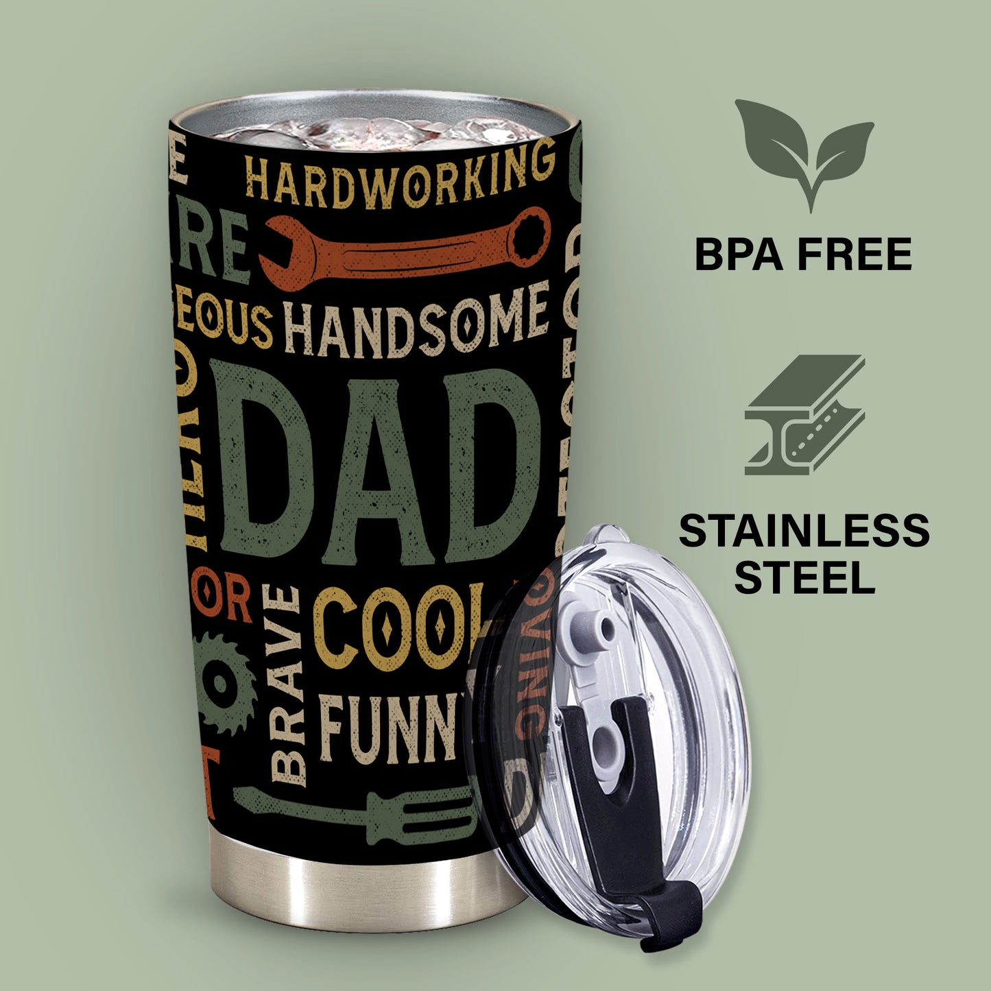 Gifts For Dad - Best Dad Ever Gifts - Dad Gifts From Daughter Son - Fathers Day Presents From Daughter Son Wife - Birthday Christmas Gifts For Dad - Stainless Steel Tumbler with Lid and Straws 20oz