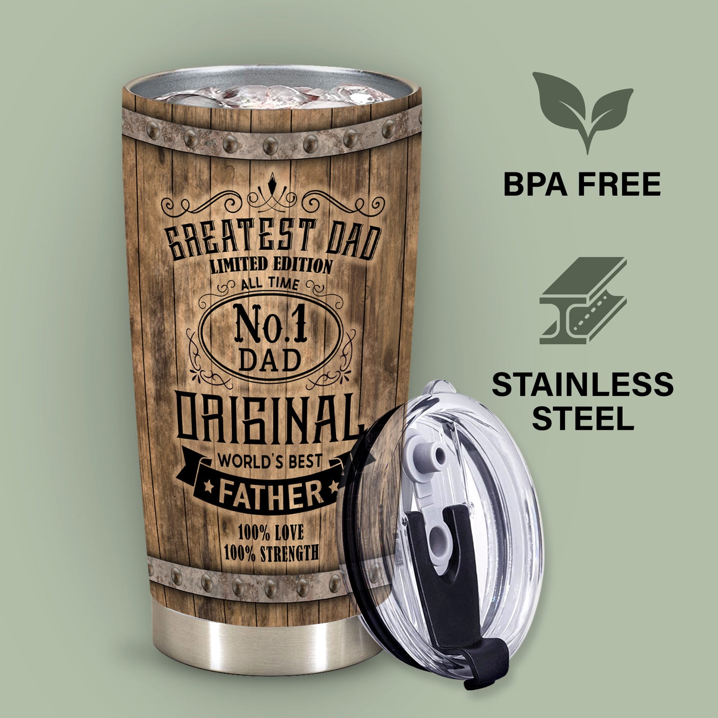 Gifts For Dad - Best Dad Ever Gifts - Dad Gifts From Daughter Son - Fathers Day Presents From Daughter Son Wife - Birthday Christmas Gifts For Dad - Stainless Steel Tumbler with Lid and Straws 20oz