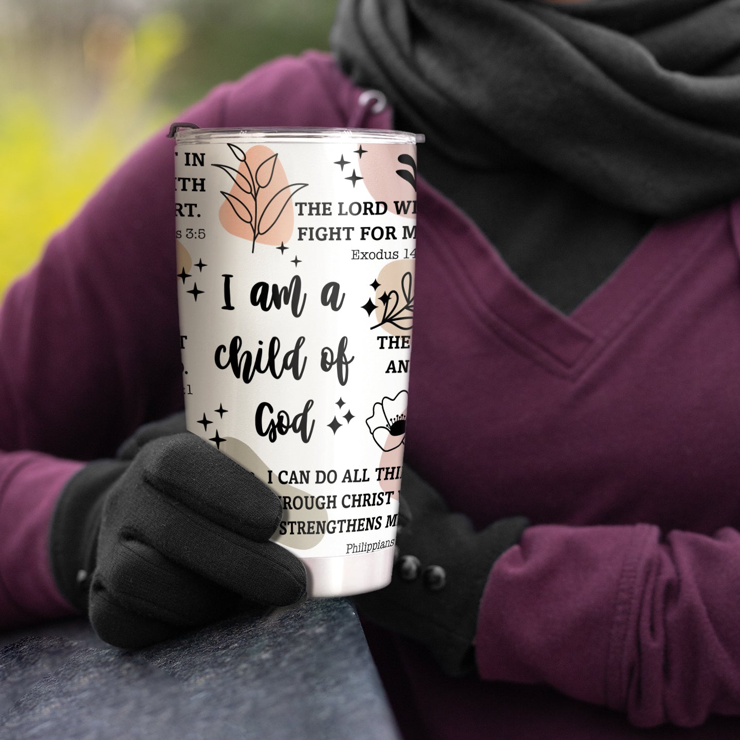 HOMISBES Christian Gifts for Women - Stainless Steel I Am a Child of God Tumbler Cup 20oz - Christian Faith Jesus God Bible Verse Religious Gifts