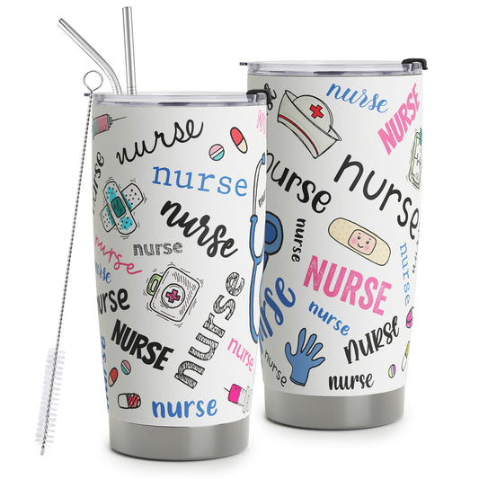HOMISBES Nurse Gifts for Women - Stainless Steel Nurse Tumbler Cup 20oz - Birthday Gifts for Nicu Registered Er Nurse - Nurse Appreciation Gifts