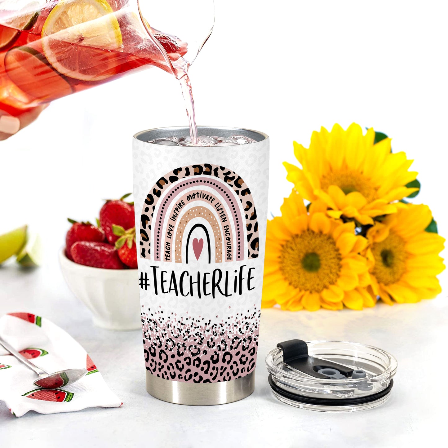 HOMISBES Teacher Appreciation Gifts - Best Teacher Gifts for Women - Thank You Gifts Back to School - Christmas Gifts for Teacher - Teacher Coffee Mug Stainless Steel Tumbler with Lid And Straws 20oz