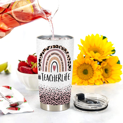 HOMISBES Teacher Appreciation Gifts - Best Teacher Gifts for Women - Thank You Gifts Back to School - Christmas Gifts for Teacher - Teacher Coffee Mug Stainless Steel Tumbler with Lid And Straws 20oz