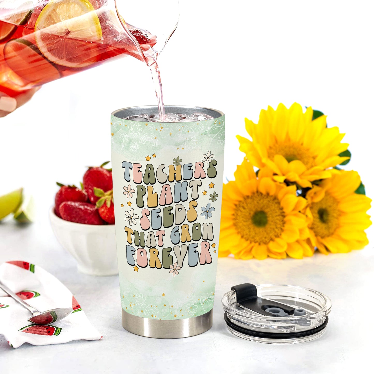HOMISBES Teacher Appreciation Gifts - Best Teacher Gifts for Women - Thank You Gifts Back to School - Christmas Gifts for Teacher - Teacher Coffee Mug Stainless Steel Tumbler with Lid And Straws 20oz