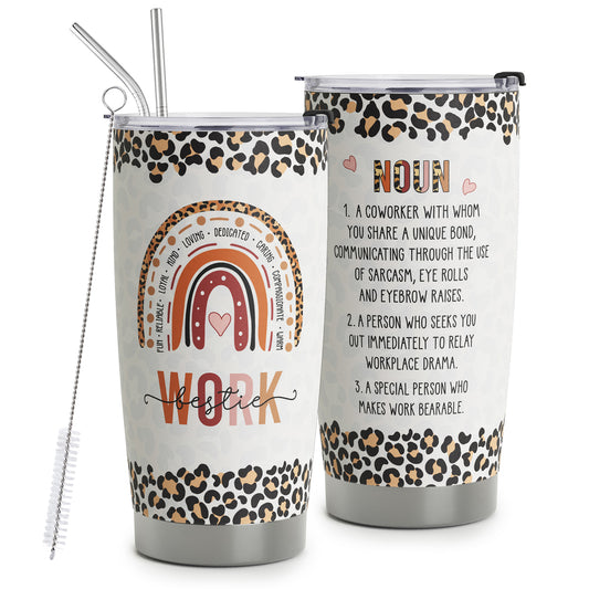 HOMISBES Work Bestie Gifts for Women - Stainless Steel Tumbler Cup 20oz for Work Best Friend - Bestfriend Birthday Gifts - Presents for Work Bestie