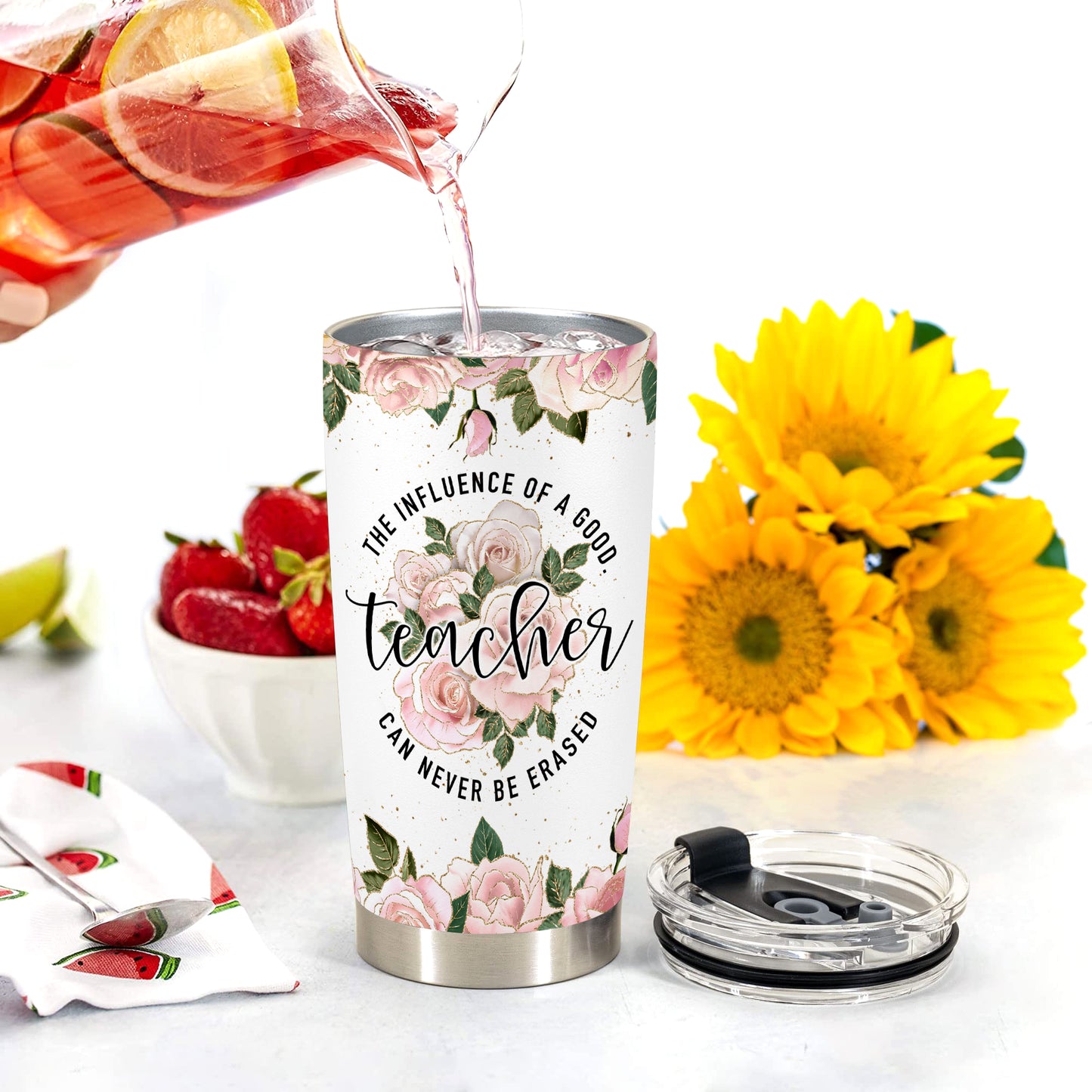 HOMISBES Teacher Appreciation Gifts - Best Teacher Gifts for Women - Thank You Gifts Back to School - Christmas Gifts for Teacher - Teacher Coffee Mug Stainless Steel Tumbler with Lid And Straws 20oz