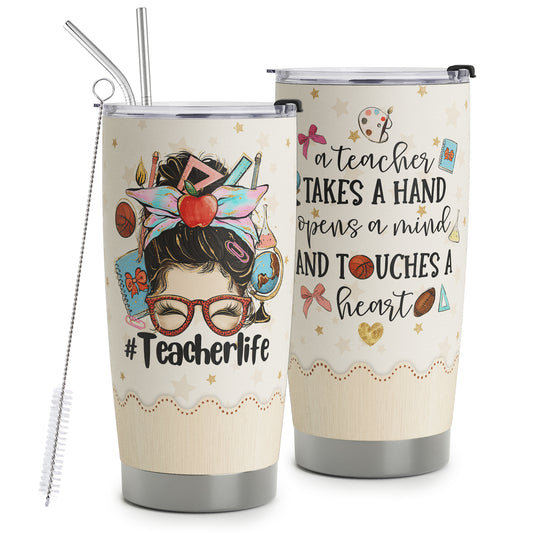 HOMISBES Teacher Appreciation Gifts - Best Teacher Gifts for Women - Thank You Gifts Back to School - Christmas Gifts for Teacher - Teacher Coffee Mug Stainless Steel Tumbler with Lid And Straws 20oz