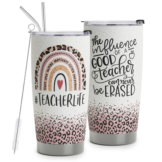HOMISBES Teacher Appreciation Gifts - Best Teacher Gifts for Women - Thank You Gifts Back to School - Christmas Gifts for Teacher - Teacher Coffee Mug Stainless Steel Tumbler with Lid And Straws 20oz