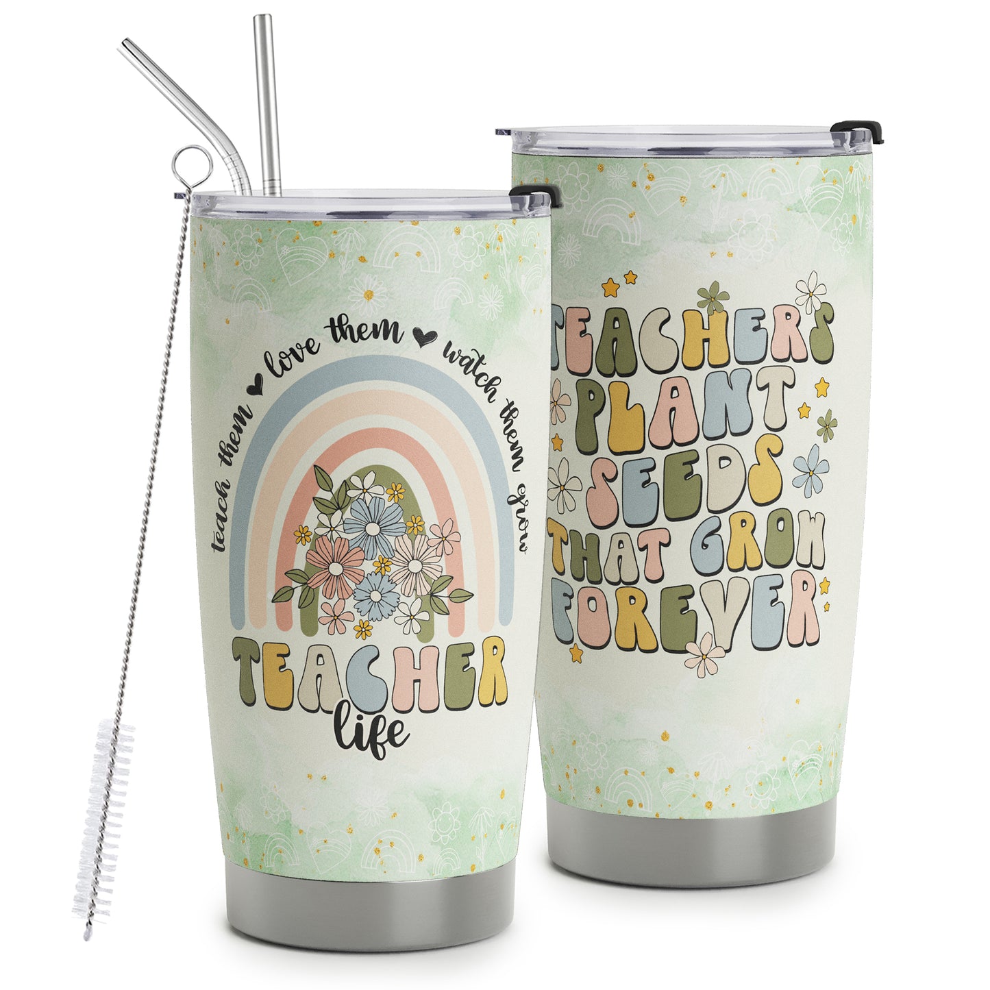 HOMISBES Teacher Appreciation Gifts - Best Teacher Gifts for Women - Thank You Gifts Back to School - Christmas Gifts for Teacher - Teacher Coffee Mug Stainless Steel Tumbler with Lid And Straws 20oz