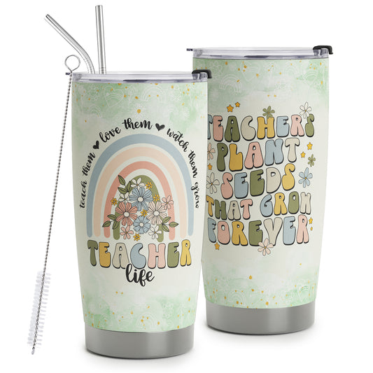 HOMISBES Teacher Appreciation Gifts - Best Teacher Gifts for Women - Thank You Gifts Back to School - Christmas Gifts for Teacher - Teacher Coffee Mug Stainless Steel Tumbler with Lid And Straws 20oz