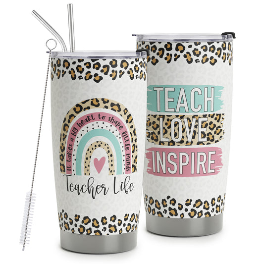 HOMISBES Teacher Appreciation Gifts - Best Teacher Gifts for Women - Thank You Gifts Back to School - Christmas Gifts for Teacher - Teacher Coffee Mug Stainless Steel Tumbler with Lid And Straws 20oz