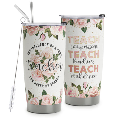 HOMISBES Teacher Appreciation Gifts - Best Teacher Gifts for Women - Thank You Gifts Back to School - Christmas Gifts for Teacher - Teacher Coffee Mug Stainless Steel Tumbler with Lid And Straws 20oz
