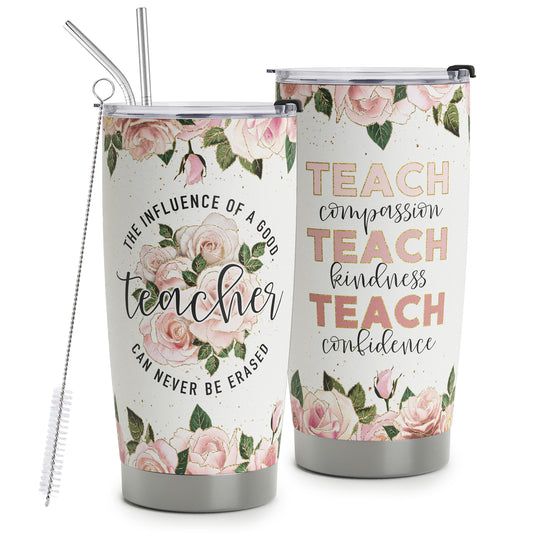 HOMISBES Teacher Appreciation Gifts - Best Teacher Gifts for Women - Thank You Gifts Back to School - Christmas Gifts for Teacher - Teacher Coffee Mug Stainless Steel Tumbler with Lid And Straws 20oz