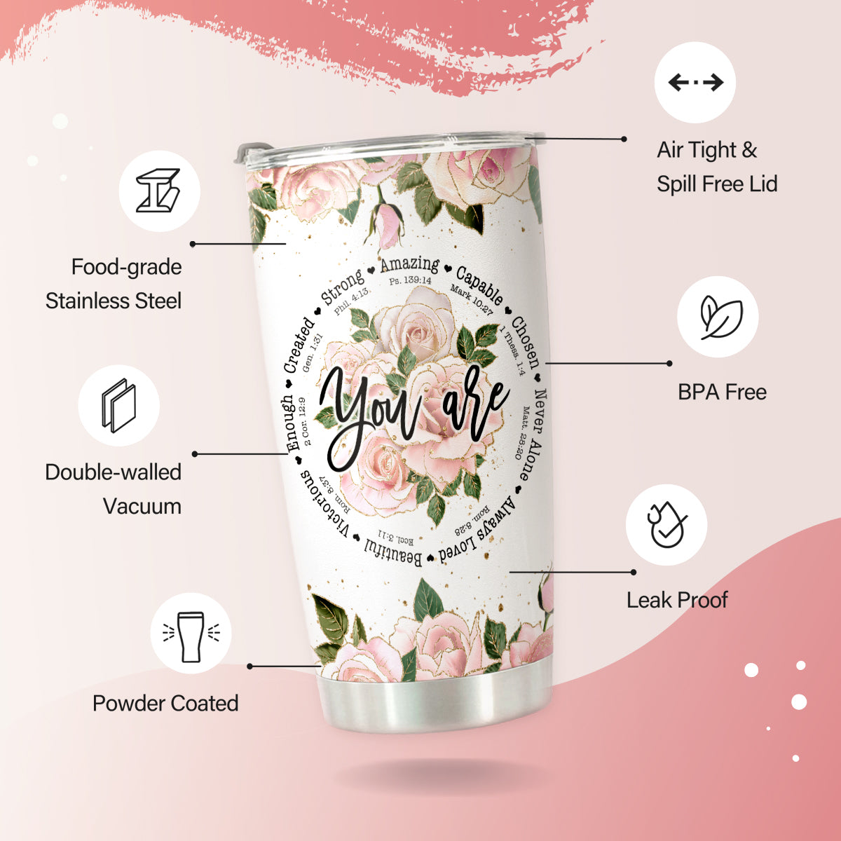 HOMISBES Christian Gifts For Women - Birthday Gift For Mom Friends Women Her Wife Coworkers Cups - Inspirational Religious Jesus Stainless Steel Tumblers 20oz…