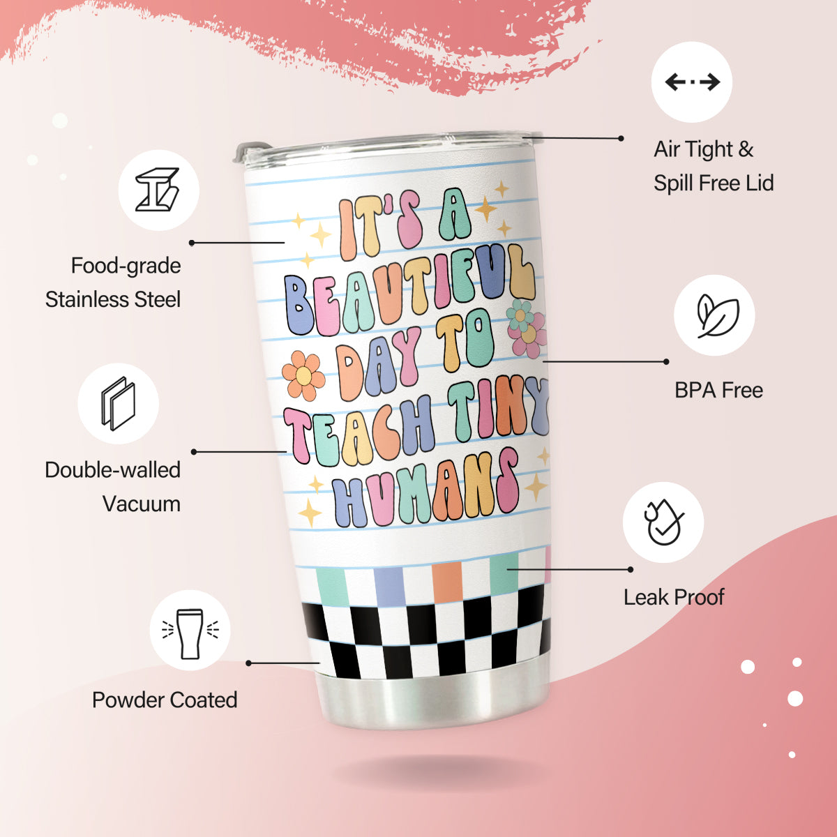 HOMISBES Teacher Appreciation Gifts - Best Teacher Gifts for Women - Thank You Gifts Back to School - Christmas Gifts for Teacher - Teacher Coffee Mug Stainless Steel Tumbler with Lid And Straws 20oz