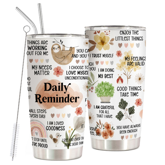 HOMISBES Positive Daily Affirmations For Women - Positive Thoughts Travel Mug - Inspirational Gifts - Mental Health Gift - Stainless Steel Tumbler 20oz