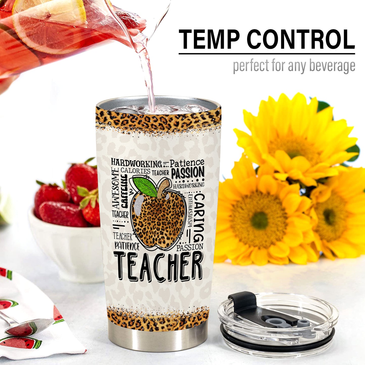 Teacher Appreciation Gifts - Best Teacher Gifts for Women - Thank You Gifts Back to School - Christmas Gifts for Teacher - Teacher Nutrition Coffee Mug Stainless Steel Tumbler with Lid And Straws 20oz