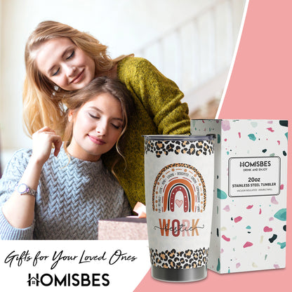 HOMISBES Work Bestie Gifts for Women - Stainless Steel Tumbler Cup 20oz for Work Best Friend - Bestfriend Birthday Gifts - Presents for Work Bestie