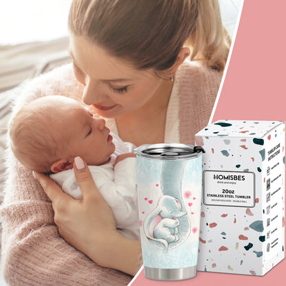 Mom Tumbler with Straws - Gifts for Mom from Daughter - Birthday Gifts for Mom, Mom Christmas Gifts from Daughter, Mom Birthday Gifts - Mothers Day Gifts Elephant Stainless Steel Tumbler 20oz