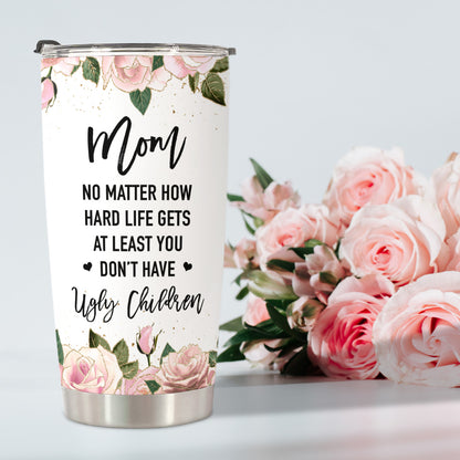 HOMISBES Mom Tumbler with Straws - Gifts for Mom from Daughter - Mom Gifts - Birthday Gifts for Mom, Mom Christmas Gifts from Daughter, Mom Birthday Gifts - Funny Mom Stainless Steel Tumbler 20oz