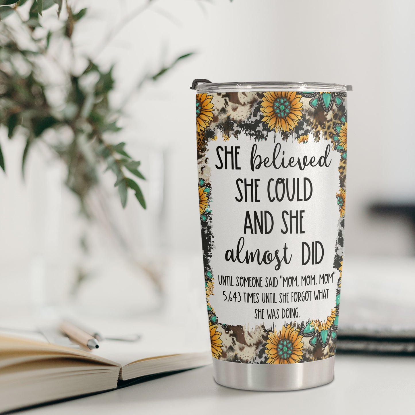 HOMISBES Mom Life Gifts for Women - Stainless Steel Mom Tumbler Cup 20oz - Leopard Sunflower Travel Mug - Funny Birthday Gifts for Mom Women Wife & Mothers Day Gift For Mom From Daughter Son Husband