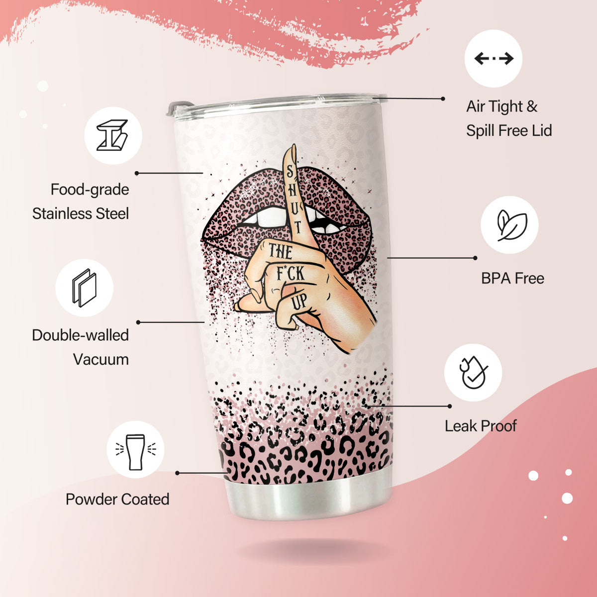 HOMISBES Leopard Print Tumbler for Women with Straw - Gift for Black Leopard Lovers Birthday Gifts For Women, Mothers Day Christmas Gifts for Women - Sassy Gifts - Stainless Steel Tumbler Cup 20oz
